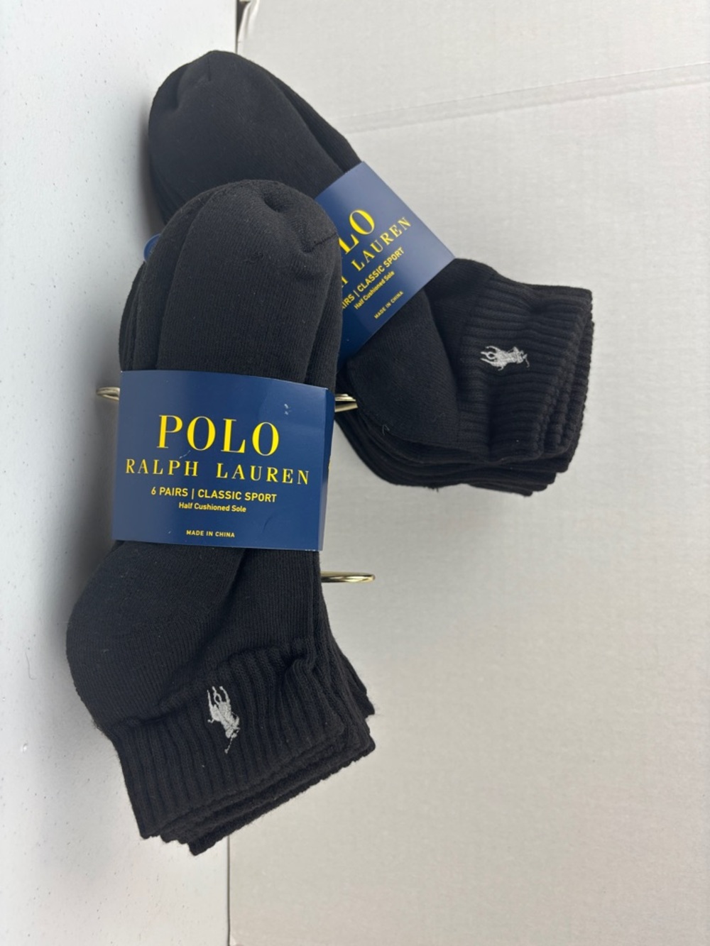 Polo by Ralph Lauren Black Ankle Sport Socks - 6 Pack
